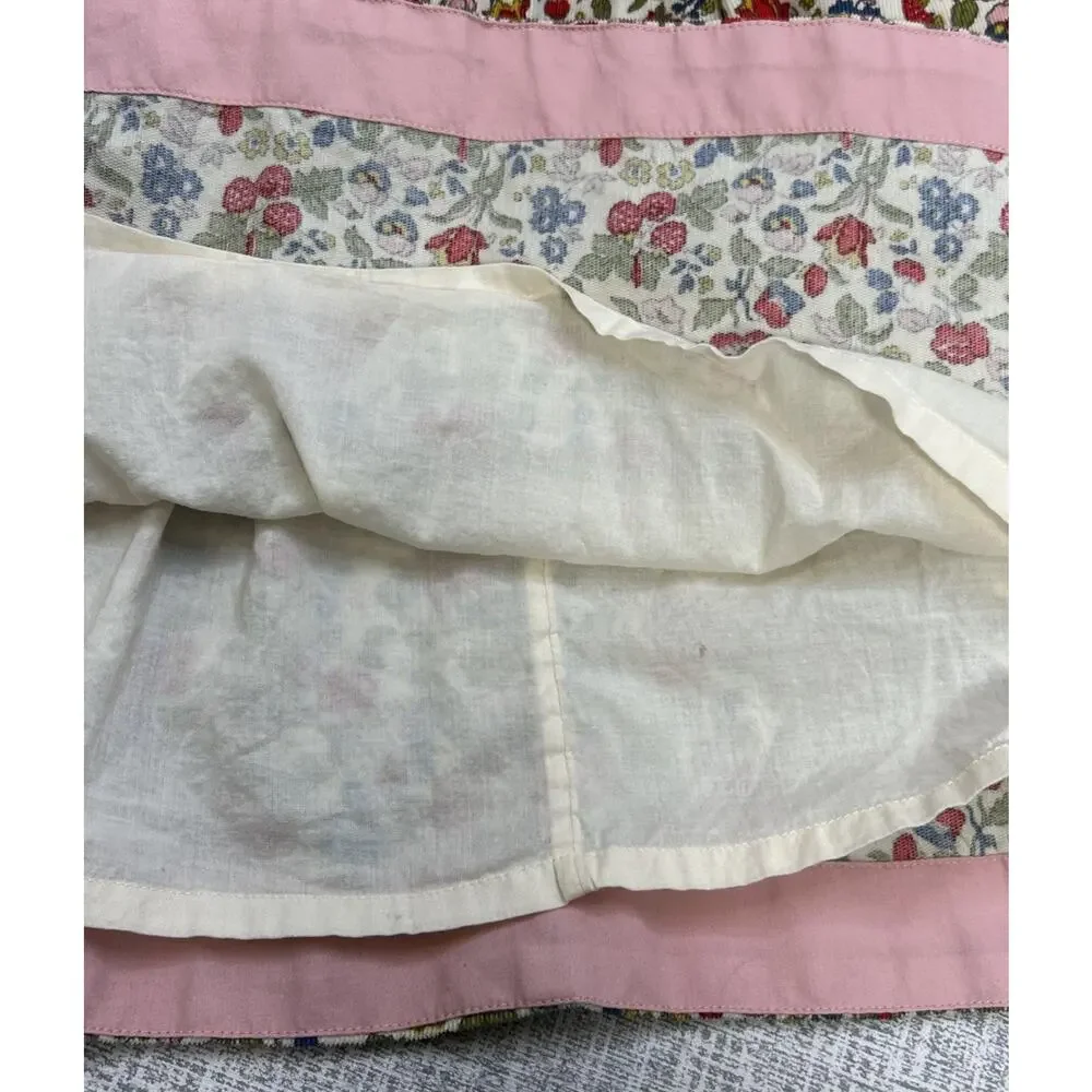 Mini Boden Corduroy Dress Girls 6-7Y Strawberry& Floral Print L/S Cotton A-line